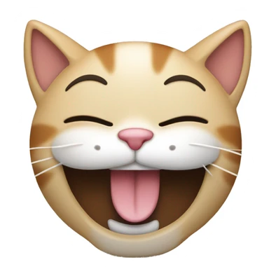 giggling cat with paw infront of mouth and closed eyes sticker
