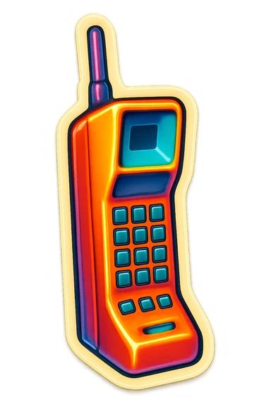 A mobile phone sticker in retro stickers style, with a vintage design and bright colors sticker