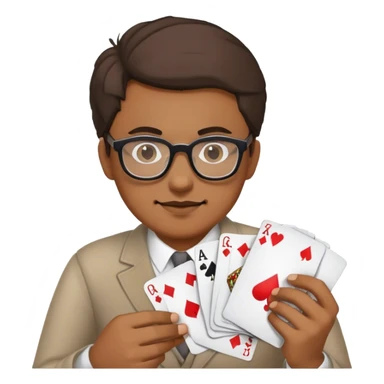 Guy with glasses playing cards sticker
