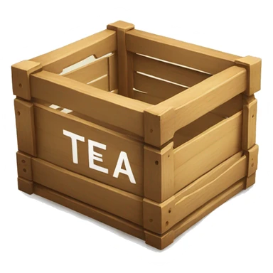 Wooden Crate that says "TEA" with big letters on it sticker