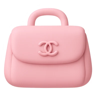 a pink Chanel purse, soft and squishy, minimal details sticker