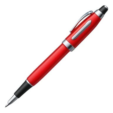 A pen emoji, with a red ink color, classic look. sticker