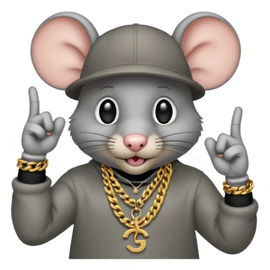A rapper mouse throwing gang signs sticker