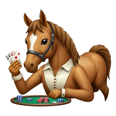 horse playing poker sticker