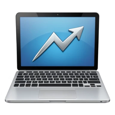 laptop with an upward arrow above it sticker