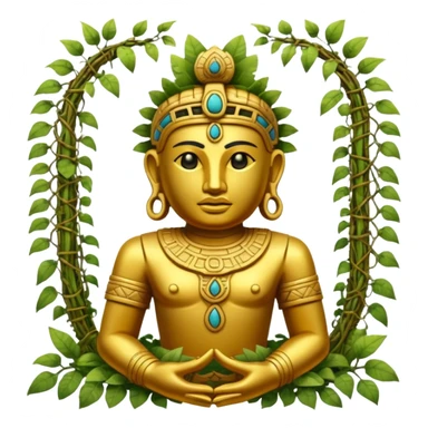 Golden ruined mayan Statue in Jungle sticker