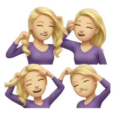 a girl with light skin and blonde hair dabbing sticker
