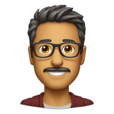 a programmer with eyeglass like tony stark's glasses and tanned skin sticker