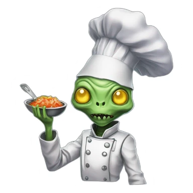 alien chef realistic scifi roguelike rpg style inspired by slay the spire digital art sticker
