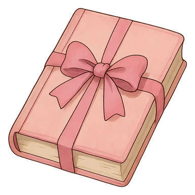 ghibli style light pink book with a pink bow sticker