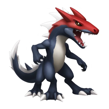 Black Cool Edgy Anthro Nargacuga-Sharpedo-Sergal-Garchomp-Fakémon  with White and Red Edgy markings sticker