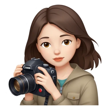 beautiful pale brunette girl with canon camera eyes closed  sticker