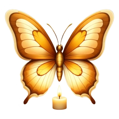 A warm-toned butterfly with golden-brown wings, softly illuminated by candlelight.
 sticker