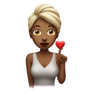 Woman blowing a kiss to the side with a heart coming out  sticker