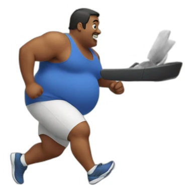Fat man running on a treadmill sticker