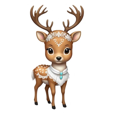 Deer with pretty laced white clothing  sticker