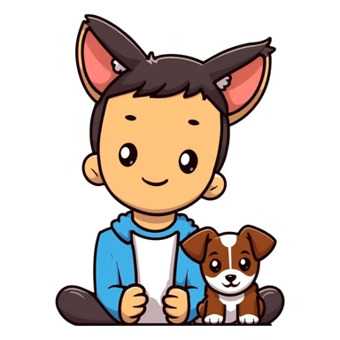 boy with puppy ears dark brown hair skinny, by himself sticker