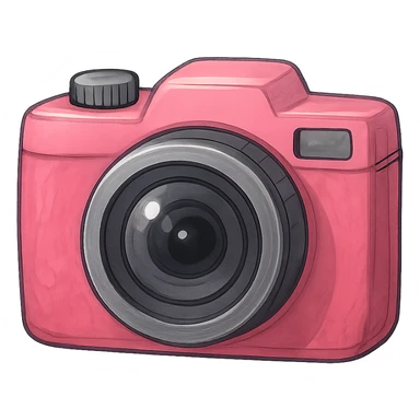 pink camera, digital illustration sticker