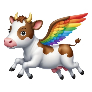 a flying cow with wings named maxim in rainbows and cloudy athmosphere  sticker