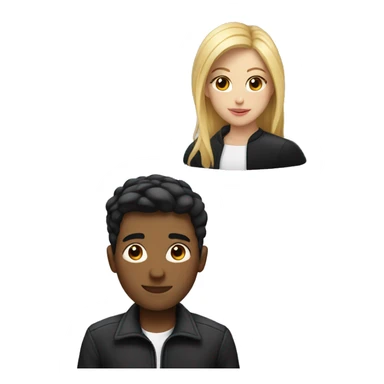Blond girl with black jacket with a man with black short hair  sticker
