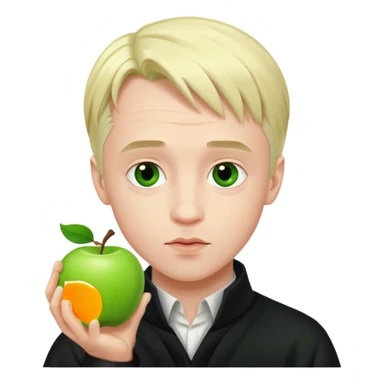 draco malfoy kissing green apple in his hand sticker