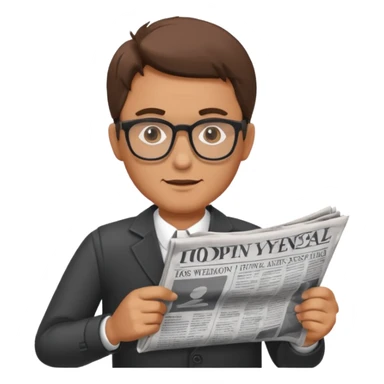 man Folding newspaper sticker
