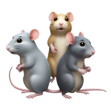 three differently colored rats gossiping sticker