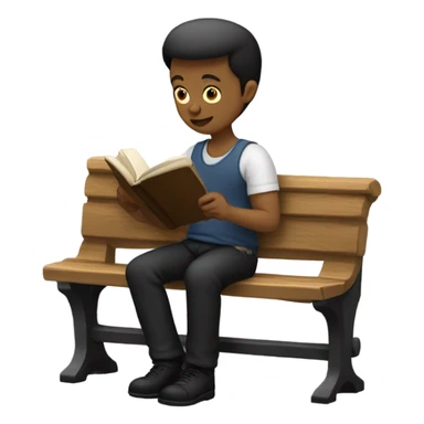 white person sitting on bench wearing black trousers  reading a book  sticker