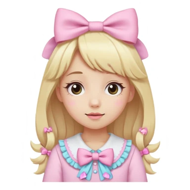 A girl dressed in kawaii clothes with lots of bows and she has blonde hair sticker