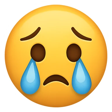 face with blue tears emoji, digital illustration sticker