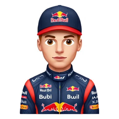 Макс Ферстаппен в кепке red bull и в гоночном костюме sticker