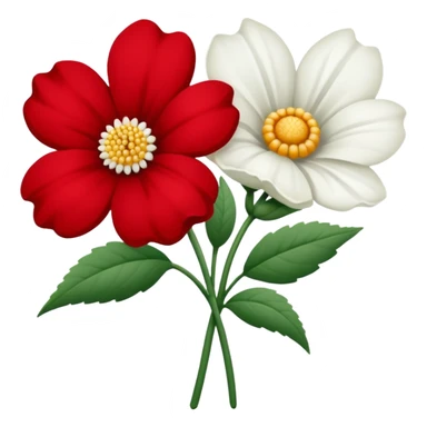 One red flower and one white flower in bouquet sticker