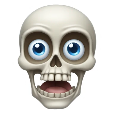 skeleton blue eyes eyes popping out of his head with his tongue out sticker
