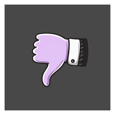 pastel chalk hand-drawn emoji of a thumbs down hand gesture, rough crayon texture, soft lilac and purple tones, doodle style, on a dark background, for an emotional Telegram channel sticker