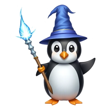 penguin wizard with sparks coming out of his wand sticker