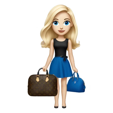 Blonde girl with Louis Vuitton monogram purse in tight short black dress bright blue eyes sticker