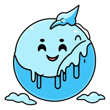 cartoon sticker of a frozen smiley face sleeping with icicles and frosty breath sticker