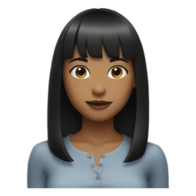 A Caucasian girl with medium length black hair and bangs sticker