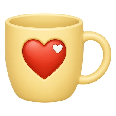 A mug in pastel yellow color, emoji style, with no background. Please keep the emoji style look consistent. sticker