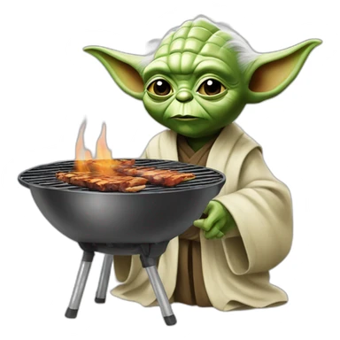 Yoda with à bbq sticker