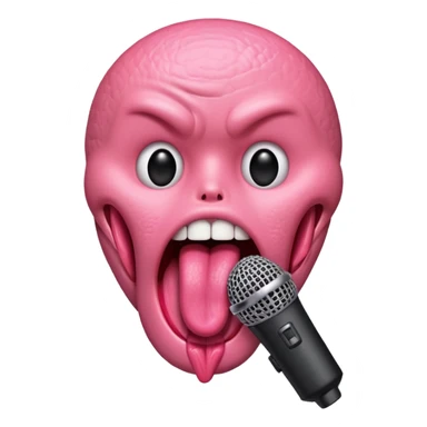 Microphone head with a human tongue crammed inside it. sticker