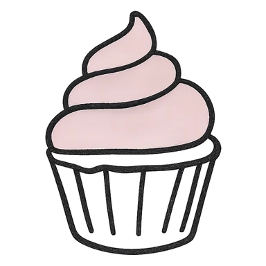 minimal clean lines cupcake with pink icing, no text sticker