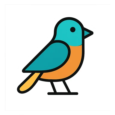 bird, lineal color outlined icon style, black outlines with color fill, modern, friendly sticker