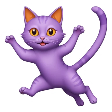 funny purple cat jumping after a fly more thin cat, more stylised cat less realistic add pick bird  sticker