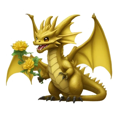 king ghidorah holding black flower sticker