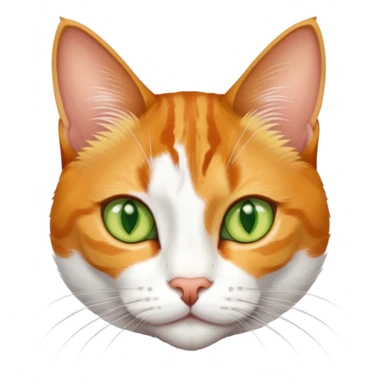 A mix breed cat (domestic shorthair and Arabian mau) with white fur, three ginger spots on its back, a ginger tail, and yellow-green eyes sticker