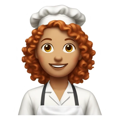 Red curly haired female with white apron baking cookies  sticker