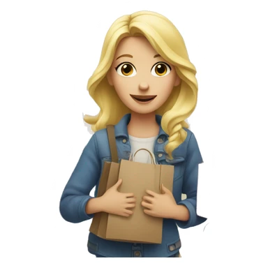 blonde girl holding lots of shopping bags sticker