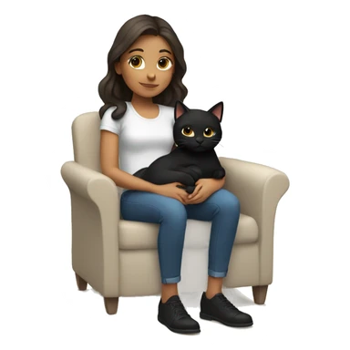 brunette girl with black cat on her lap sticker