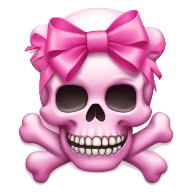Pink Girly Skull and crossbones with pink bow  sticker